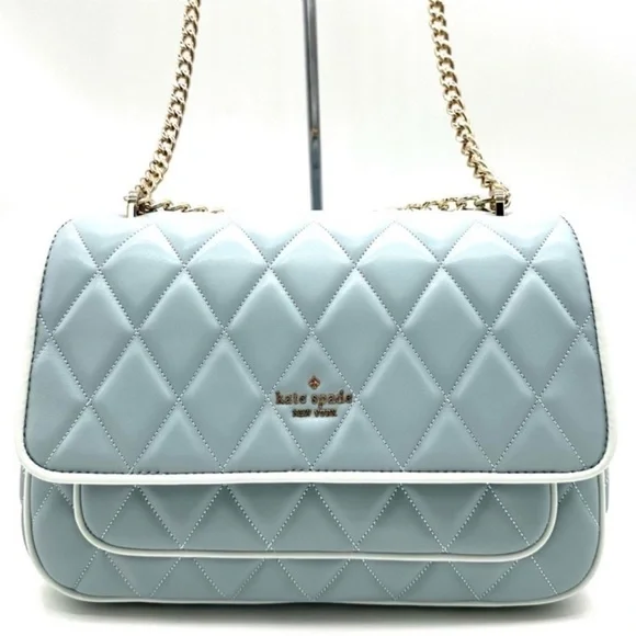 Kate Spade Colorblock Carey Quilted Leather Flap Shoulder Bag Wild Sage - Picture 1 of 11